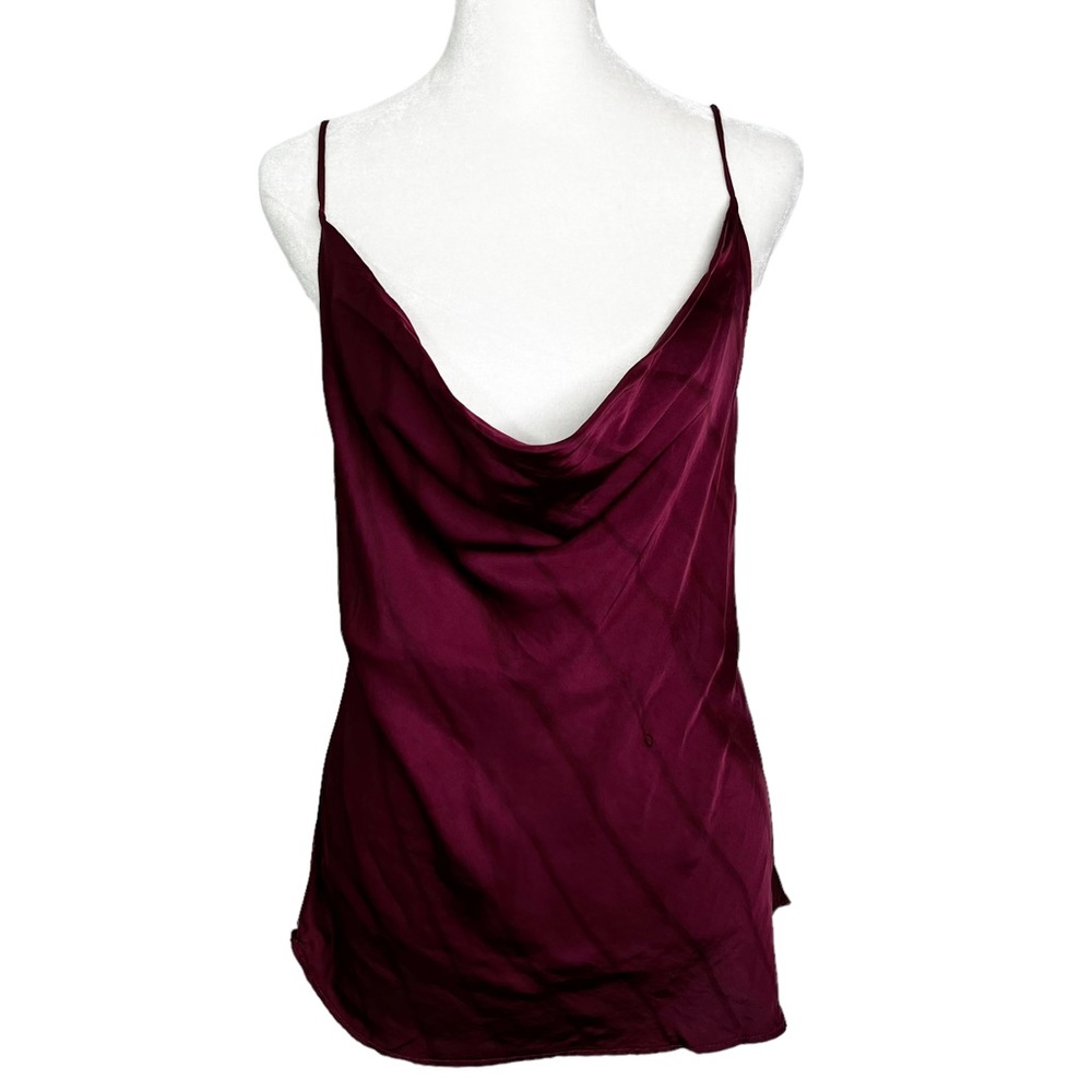 NWOT bishop + young Anthropologie Audrina Cowl Neck Cami Wine Women’s Sz L *FLAW